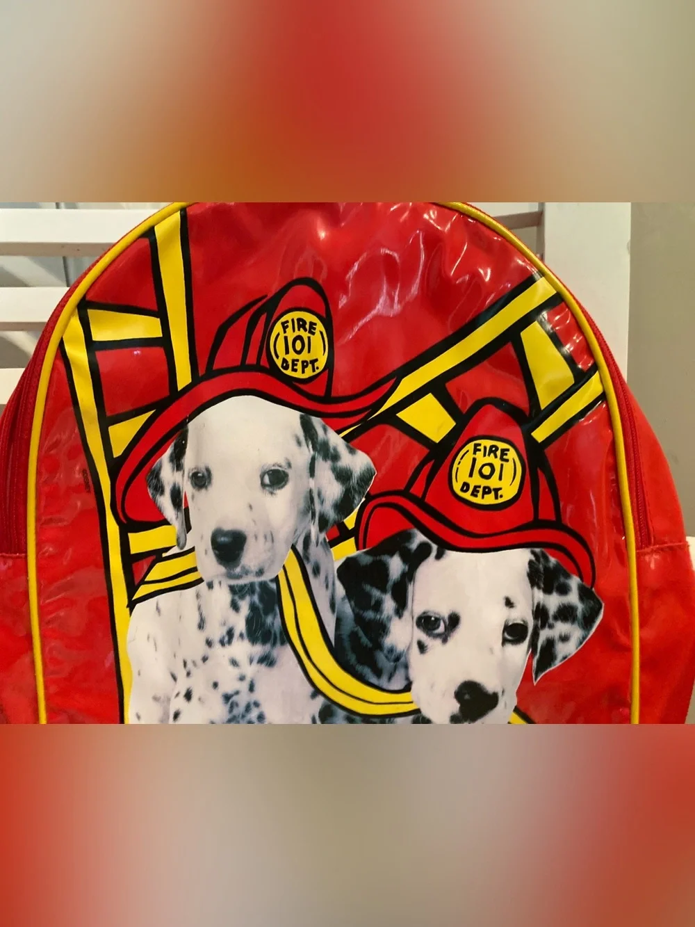 Vintage Kids Red Dalmatian Firefighter Backpack -  Like New